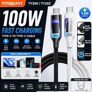 Toyakasy TY200 TY202 100W USB C Cable Fast Charging Type C to C 1.2M Nylon Braided Durable Cable