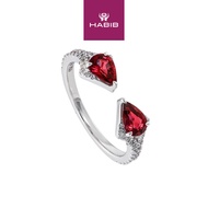 HABIB Pear Red Spinnel and Diamond Ring in 750/18K White Gold LE4989941024-SPIN