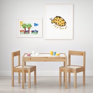 100% ORIGINAL by IKEA - LÄTT Children's table with 2 chairs, white/pine