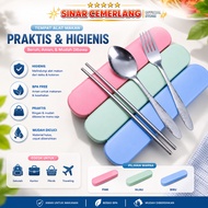 SC Stainless Steel Spoon, Fork, and Chopsticks Set Cutlery Set Cutlery Set Cutlery Set Cutlery Set