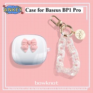 Case for Baseus BP1 Pro TWS ANC Transparent Clear Pearl Bluetooth Headset Protective Cover bowknot B
