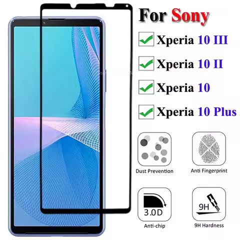 Full Cover Screen Protector Tempered Glass For Sony Xperia 10 III Full Glue Protective Glass Film Fo