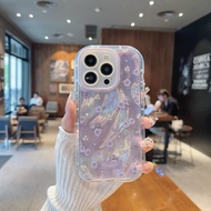Hàng mới về thiết kế hoa trường hợp đối với iPhone 16 Pro Max 15 mềm chuyên nghiệp Puff trường hợp I