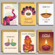 Happy Diwali card Indian Row Light Festival card diya with Envelope card Deepavali wish