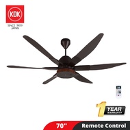 KDK K18NY 70" MOSHON RC CEILING FAN (DARK BROWN) SHORT PIPE (RBR) AND LONG PIPE(SBR)