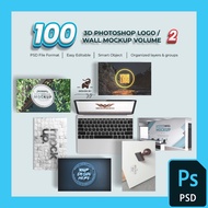 100 Photoshop 3D Logo Mockup / Wall Mockup PREMIUM Vol 2 [ .psd ]