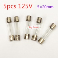 5pcs 5×20mm 0.5A 1A 2A 3A 3.15A 4A 5A 6A 6.3A 8A 10A 15A 20A 125V 5*20 glass fuse 110V voltage