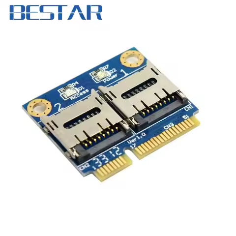Dual TF Micro SD Card to Mini pcie pci express pci-express PCI-E Express with half Bracket Memory Ca