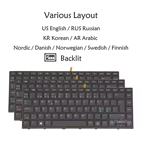 US UR RU KR AR DK NW SD FI Laptop Keyboard for HP L01071- L04644- L21584 - 001 -251 -BD1 -AD1 -171 -