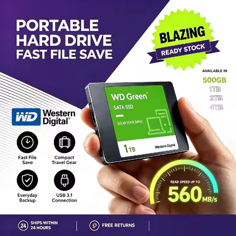 Western Digital WD Green 2.5 Inch SATA III Internal SSD 500GB 1TB 2TB 4TB Solid State Drive for Lapt