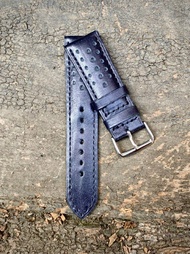 Strap Tali Jam Kulit Asli Sapi Warna Hitam Model Rally GARANSI 1 TAHUN - Rally Watch Strap