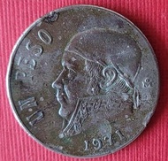 r145早期大型墨西哥1971年（5披索）錢幣乙枚（保真）.