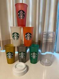 STARBUCKS 星巴克杯 reusable cup collection 6 cups with 6 lids