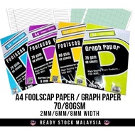 SBS A4 Foolscape Paper Single Line , Plain Blank A4 Paper Narrow Line, Graph 70gsm 48sheets / 80gsm 40s Kajang