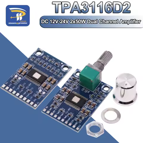 DC 12V-24V 2x50W Dual Channel Mini Digital D Class 50W+50W TPA3116D2 TPA3116 XH-M562 Power Amplifier