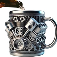 Personalized Stainless Steel Mug - V8Engine Design，10Ounce Durable Craftsmanship and Fashion，Perfect