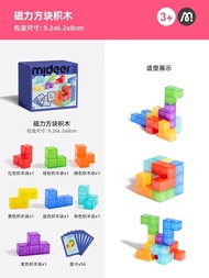 Mideer Magnetic Rubiks Cube ปริศนาของเล่นบล็อกรูปแบบทางเรขาคณิตสําหรับเด็กอายุมากกว่า 3 ปีการศึกษาสน