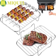 MIQUEL Air Fryer Grilling Rack, Double Layer with 4 Skewers Roasting Cooking Rack, Air Fryers Accessories Stainless Steel Dishwasher Safe Steam Stand Microwave