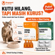 Hugopet Flea & Worm Medicine Package for Cats and Dogs, Fipronil Spot On Flea Drops + Albendazole ta