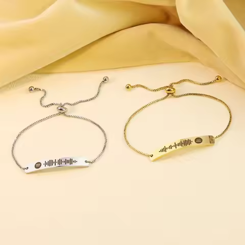 Stainless Steel Custom Engrave Spotify Code Music Bracelet Personalized Song Adjustable Bracelet for