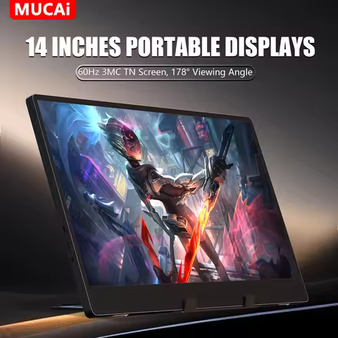 MUCAI N140-S36 Portable Display 14 Inch 60Hz Resolution 1366*768 TN Panel 250cd/㎡ Brightness 3ms Res