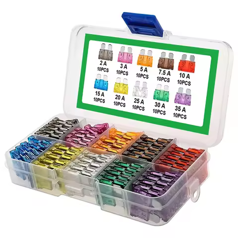 100Pcs Auto Fuse Kit 2A 3A 5A 7.5A 10A 10 Types Car Fuse Assortment 15A 20A 25A 30A 35A Blade Type F