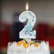 Frozen Snow Themed Candle 3D White 0-9 Number Candles for Kids s Birthday Wedding Anniversary Party 