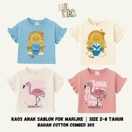 Girls' Ruffle Screen Printed T-Shirt 2-8 Years| Girls' Short Sleeve T-Shirt| JE Kids T-Shirt