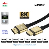 MOSHOU 8K 4K UHD HDMI 2.1 Cable (3D HDR Dolby eARC Atmos) 8K HDMI Cable 8K Certified HDMI to HDMI Cable