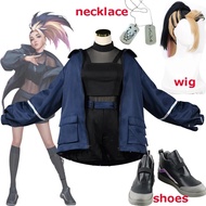 KDA Baddest Akli Cosplay Costume KDA AKALI Cosplay Sexy Costume Jacket Necklace Wig Shoes For Women