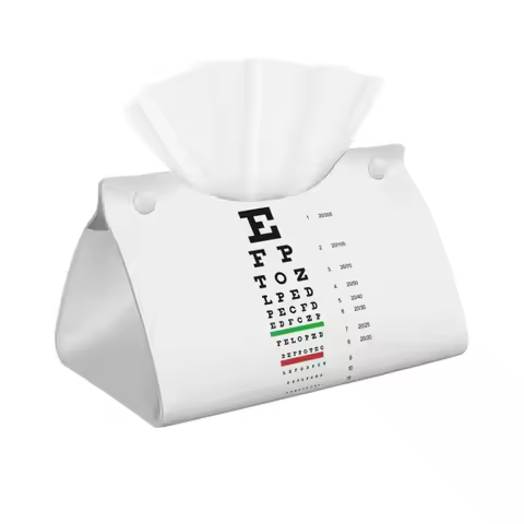 Custom Snellen Chart Eye Test Tissue Box Cover PU Leather Rectangular Optometrist Optician Facial Ti