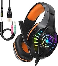 SVYHUOK Pro Gaming Headset for PC PS4 Xbox One Bass Surround Sound Over-Ear Headphones with Mic/LED 