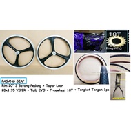 Join order Rim 20" 3 Batang Pedang + Tayar Luar 20x1.95 VIPER + Tuib EVO + Freewheel 18T+Tongkat Ten