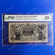 PMG 10 Gulden wayang 1939 PMG 35 polos