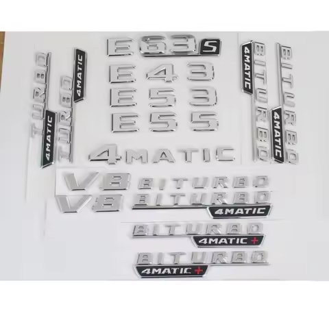 Chrome Letters W213 C238 E43 E55 E53 E63 Symbols V8 BITURBO 4MATIC Sticker for Mercedes Benz AMG W21