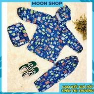 Raincoat Set for Children Made of Cute Cartoon Umbrella Fabric for Children 115-145cm Tall