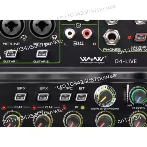 4 Channel Mixer Audio Processor with USB Bluetooth Reverb Sound Card for Outdoor Meeting KTV Phone L