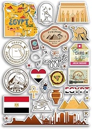 A4 Sticker Sheet Egypt Landmarks Vinyl Stickers - Egyptian City Map Airport Stamp Skyline Flag Trave