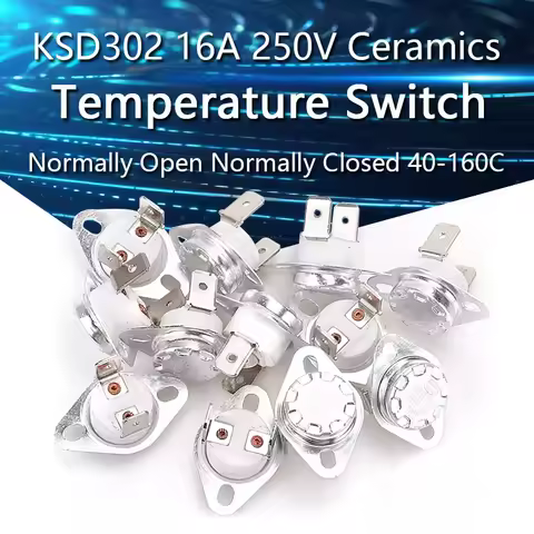 1-10PCS KSD302 16A 250V Bimetal thermostat Temperature Switch Ceramics 40-180 Degree Normally Open N