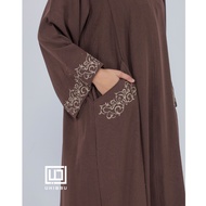 UHIBBU Malika Abaya Embroidery Brown