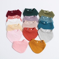 Feeding Bib Baby Bibs Organic Cotton Muslin Scarf Burp with Snap Triangle Gauze Water Absorb Bandana