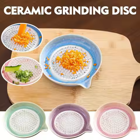 Ceramic Garlic Grater Plate Japanese Style Porcelain Ginger & Wasabi Grinder with Spout Kitchen Tool