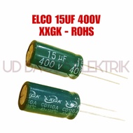 3X ELCO 15UF 400V ORIGINAL XXGK - ROSH SIZE:13X13X25MM KAPASITOR ELKO 15UF 400V DAPAT 3PCS