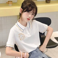 Little DR Tshirt Kids Girls Teenage Women Polo Blouse White School Uniform Clothes Summer Short Sleeve Cotton Korean Style Sweet Cute Jersey Baseball baju kanak perempuan