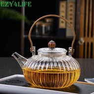 [EZY4LIFE] Heritage Pumpkin Glass Teapot Wood Handle Tea Kettle