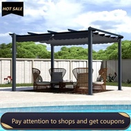 13x10ft Pergola, Aluminum Pergola w/Thicker Post & Upgraded Retractable Pergola Canopy, Metal Pergol