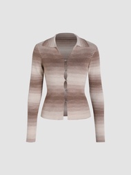 Cider Wool-blend Gradient Striped Cardigan