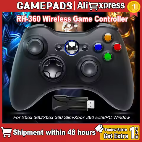 Gamepad For Xbox 360/360 slim Wireless xbox 360 controller Console For Windows 7 8 10 2.4G Wireless 