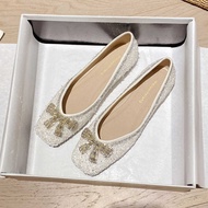 Wei 5933-9 Square Toe Slippers - Bow Rhinestone Detail, Spring Casual