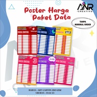 Poster Daftar Harga Kuota / Poster Harga Paket Data/ Poster Paket Data Konter / Poster Daftar Harga 